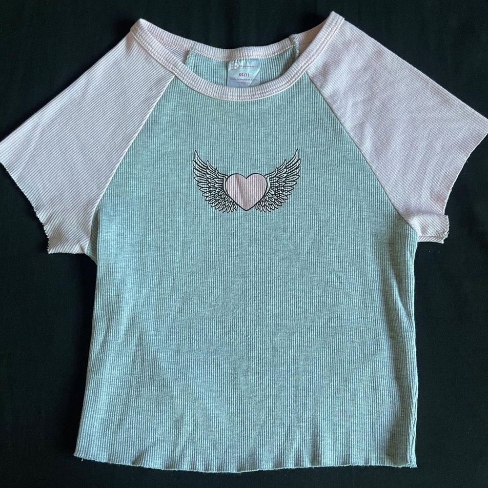 Pink and grey cropped t-shirt 💗 brand: No Boundaries